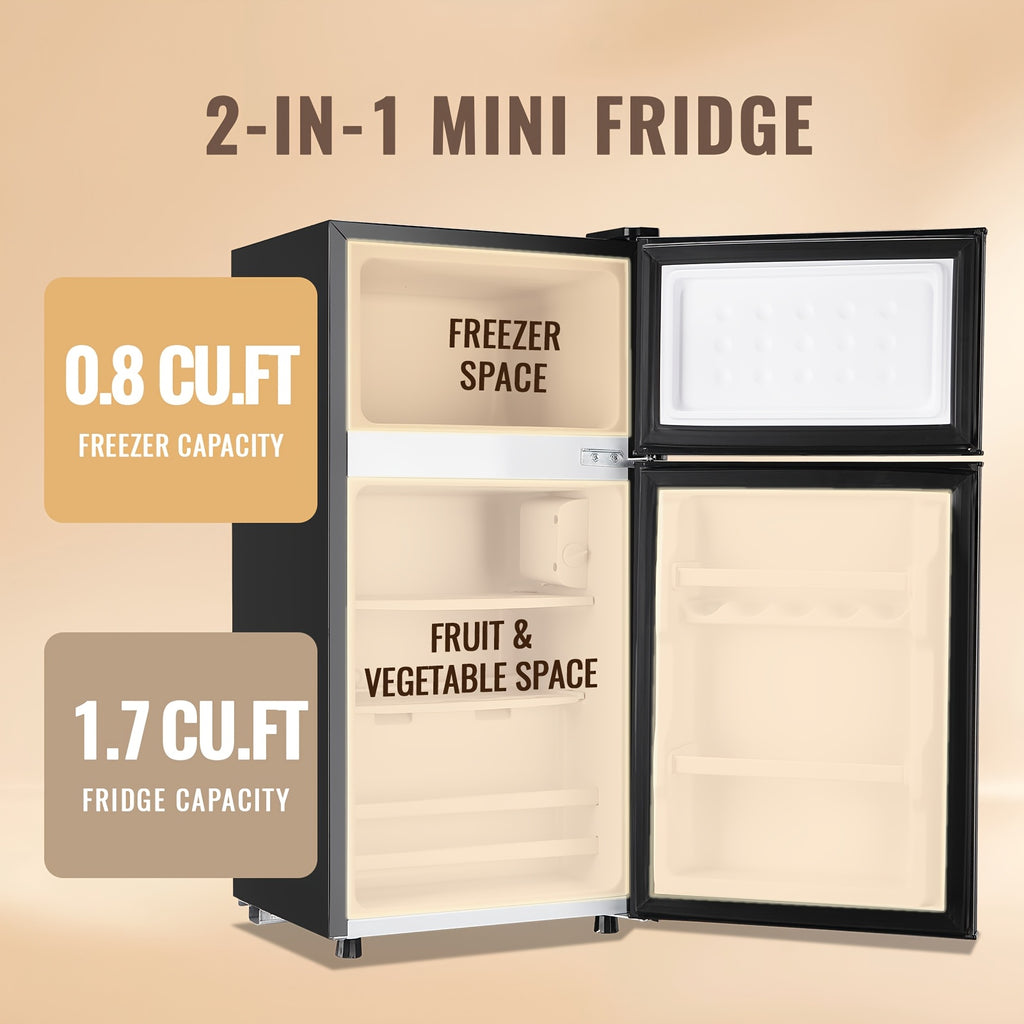Mini Fridge with Freezer, Small Refrigerator with 2 Doors for Kitchen, Dorm, Office, And Bedroom, Mini Fridge with Adjustable Shelves