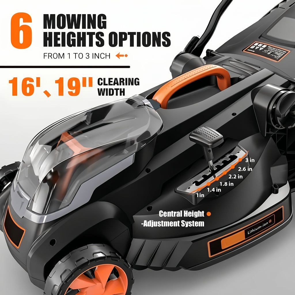40V 16" Cordless Lawn Mower W/ 4.0Ah Battery, Brushless Motor, 6 Position Height Adjustment Electric Lawn Mower, Single-Lever Height Adjustment, 2-in-1 Mulch & Bag, Foldable Handle for Easy Storage