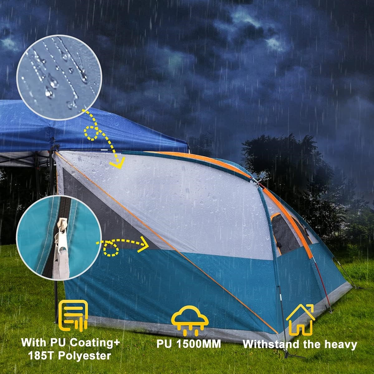 Camping Cube Pop Up Canopy Side Tent Compatible for 10' x 10' Canopies - Instant Setup Portable Gazebo with Zippered Doors, Spacious Shelter for Camping, Picnics, Backyard Parties (Canopy/Shelter Not Included)