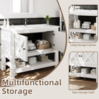 [Bathroom Vanity Cabinet] 4 Ever Winner 35-Inch Bathroom Vanity Cabinet With 2 Doors And Open Shelf, Country Style Bathroom Vanity With Sink, Black/White