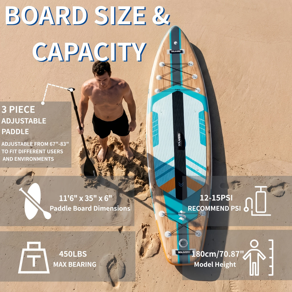 11'6'' Inflatable Paddle Board With Premium SUP Board Accessories, Paddle Board With Anti-Slip EVA Deck For Youth&Adults Of All Skill Levels, SUP Board With Seat For Yoga, Fishing, Surf