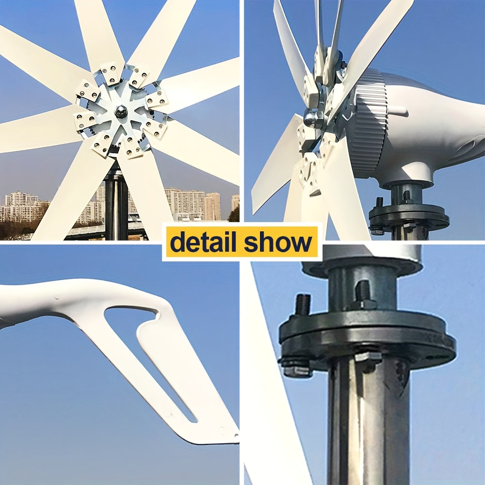 1000W Windmill 12V 24V Wind Turbine Generator with MPPT Controller 8 Blade Complete Power Supply System Kit Electric Generator Free Energy Home Appliance Electric Generator Camping