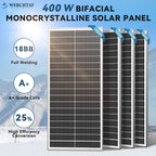 Werchtay 400W Solar Panels, 4×100W 25.5% High-Efficiency Monocrystalline Solar Panel, Waterproof PV Module for RV, Marine, Rooftop, Farm Battery, and Other Off-Grid Applications (4*100W) - Summer Early Bird Special