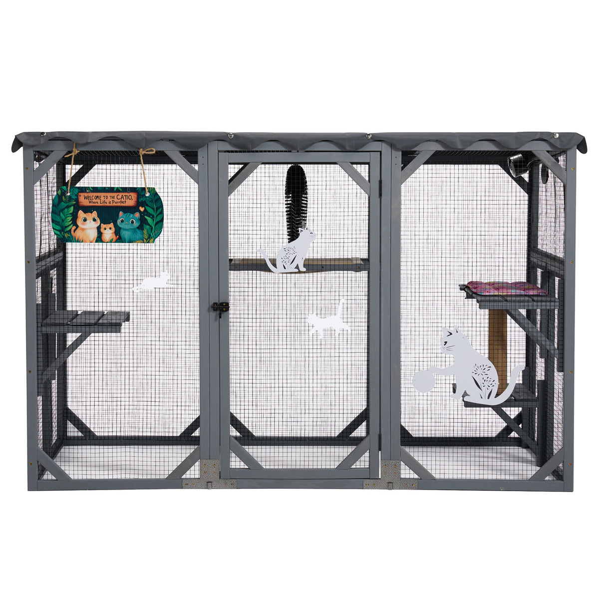 Outdoor Cat Catio Enclosure, Cat Playpen Cage with Jumping Platforms