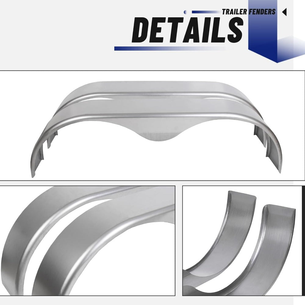 2Pcs Tandem Trailer Fender Double Axle Compatible with 13-15 Inch Wheels Teardrop Pair Enclosed Trailers 9" x 66" x 19.5" - Cold Rolled Steel (halloween & car accessories)