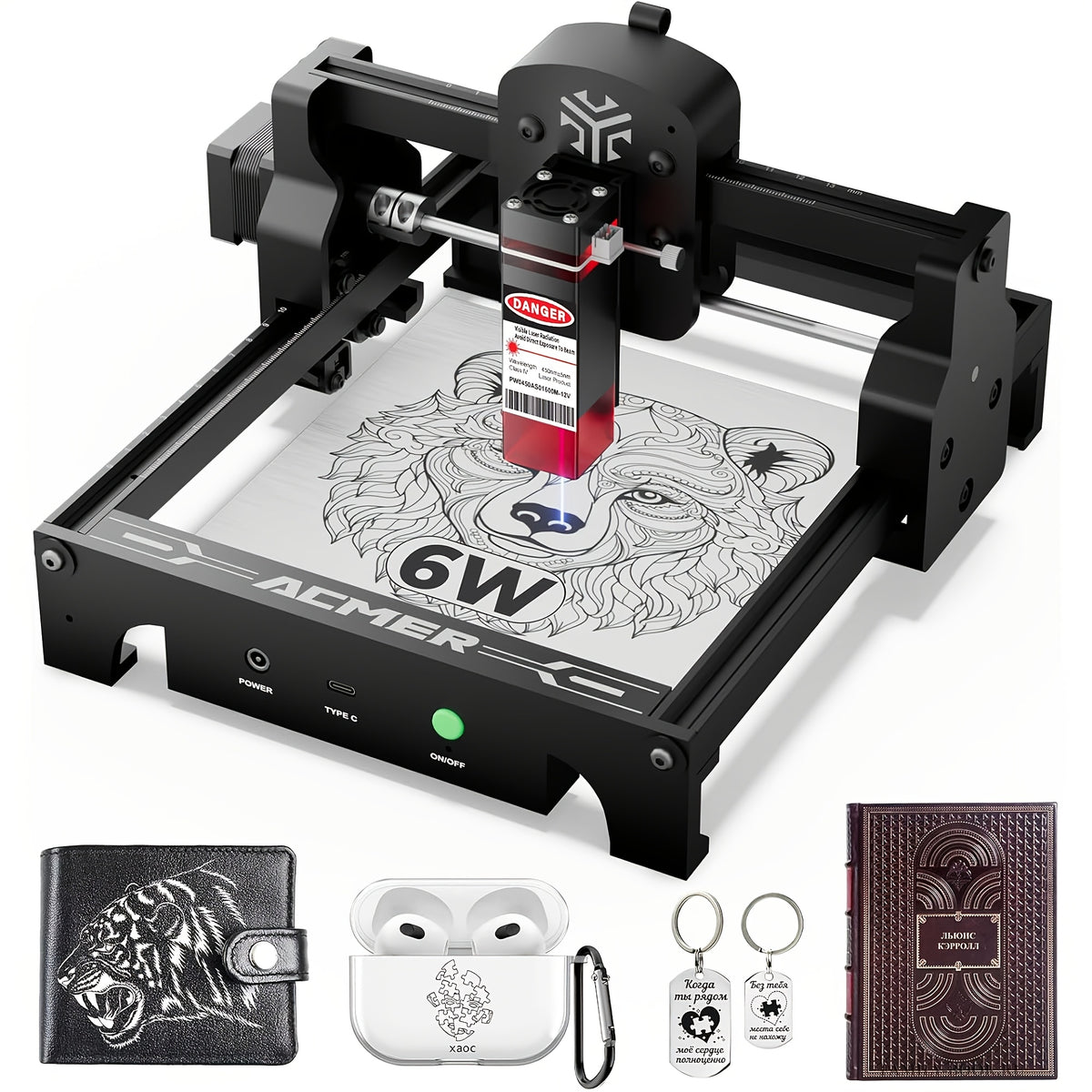 The ACMER S1 6000mW Laser Printer, Featuring Brand-new Text And Graphic Engraving Capabilities, Is The Ideal Tool for Creating Decorations And Mother's Day Gifts.