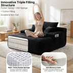 Extra-Large Boneless Sofa Chaise Lounge, with Cup Holder And Side Pockets, Living Room Sofa Chair Bed, Compressible High-Rebound Foldable Recliner, Supportive Pocket Spring System And High-Density Foam Padding, Non-Sinking Convertible Lounge Bed