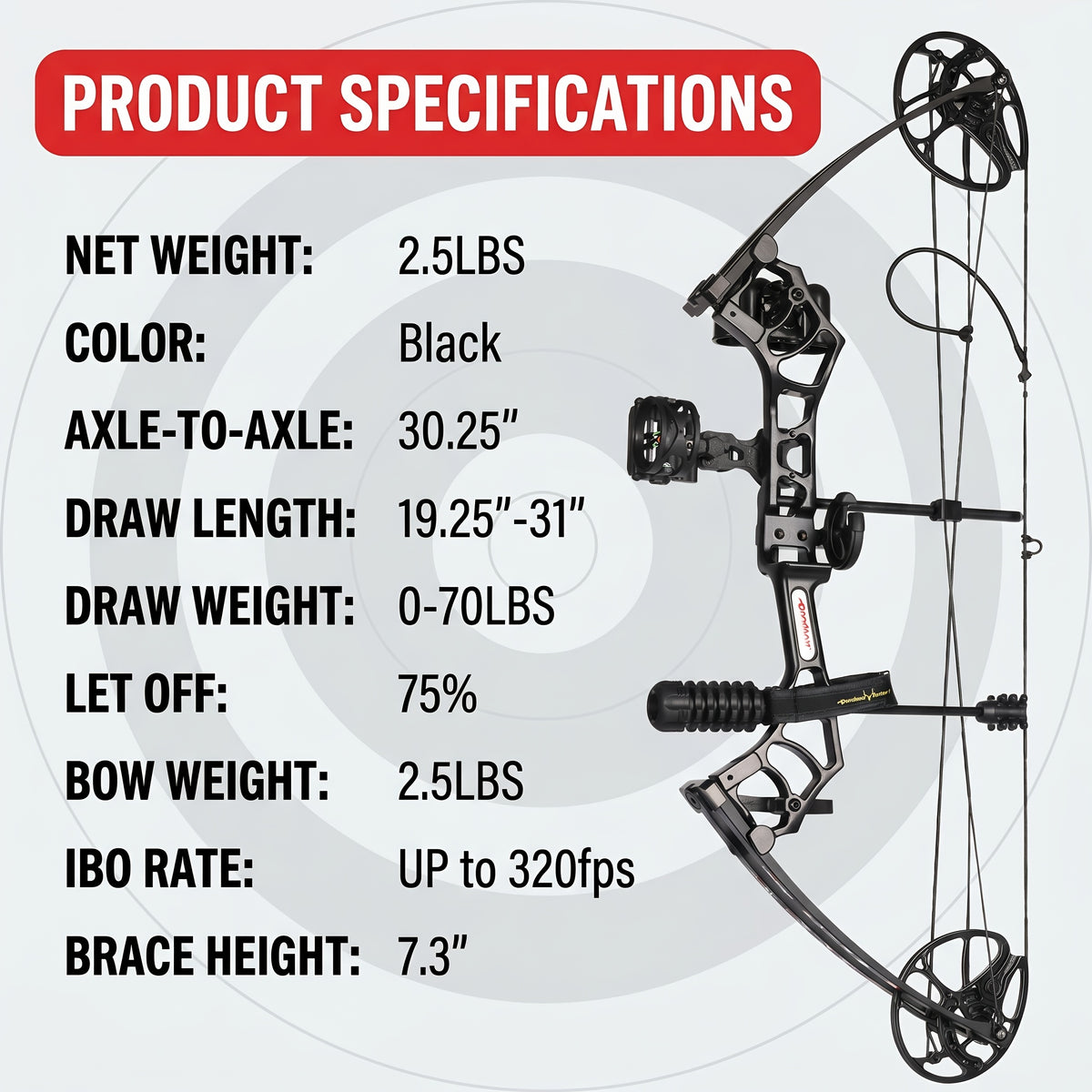 PANDARUS Archery Compound Bow And Archery Sets - Right Hand Archery Compound Bows 10-60Lbs Draw Weight Adjustable for Adults And Beginners, 25"-31" Draw Length, Up to IBO 320 Fps, Archery Hunting Bow Set