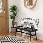 Entryway Bench, Spindle Back Wooden Dinning Bench, Farmhouse Foyer Bench for Entryway, Living Room, Dinning Room, Mudroom, HLR