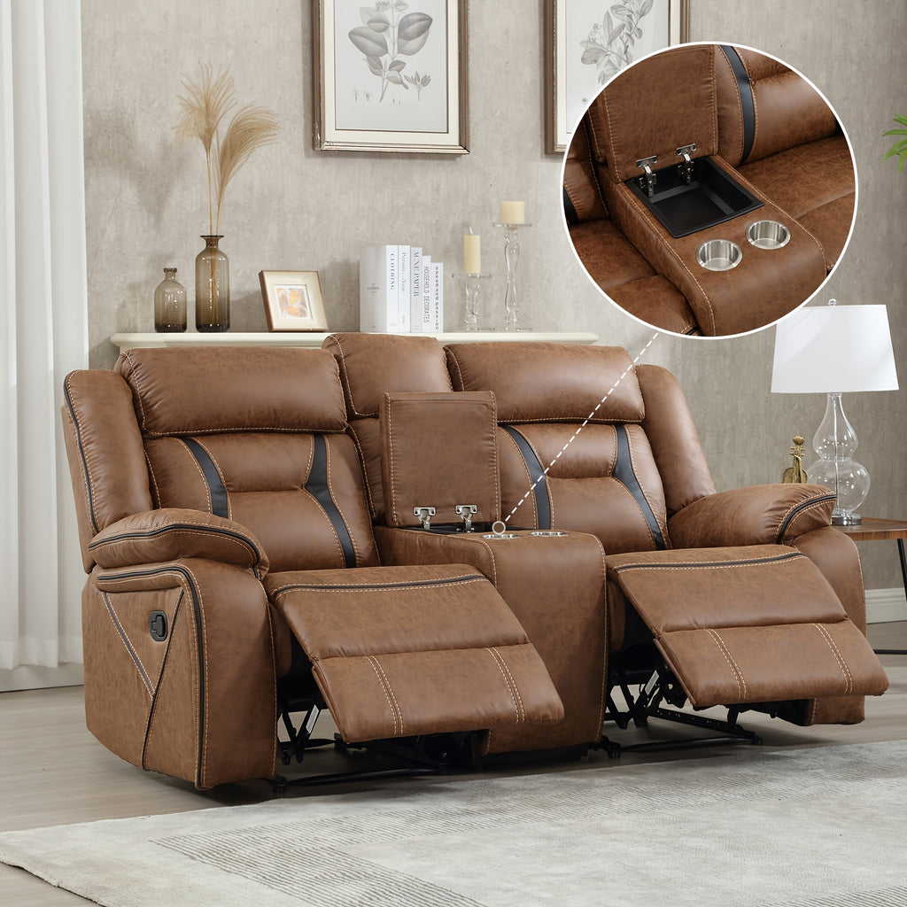 Faux Leather Manual Recliner Set: 3-Seat Sofa, Loveseat, Recliner Chair for Living Room And Meeting Room