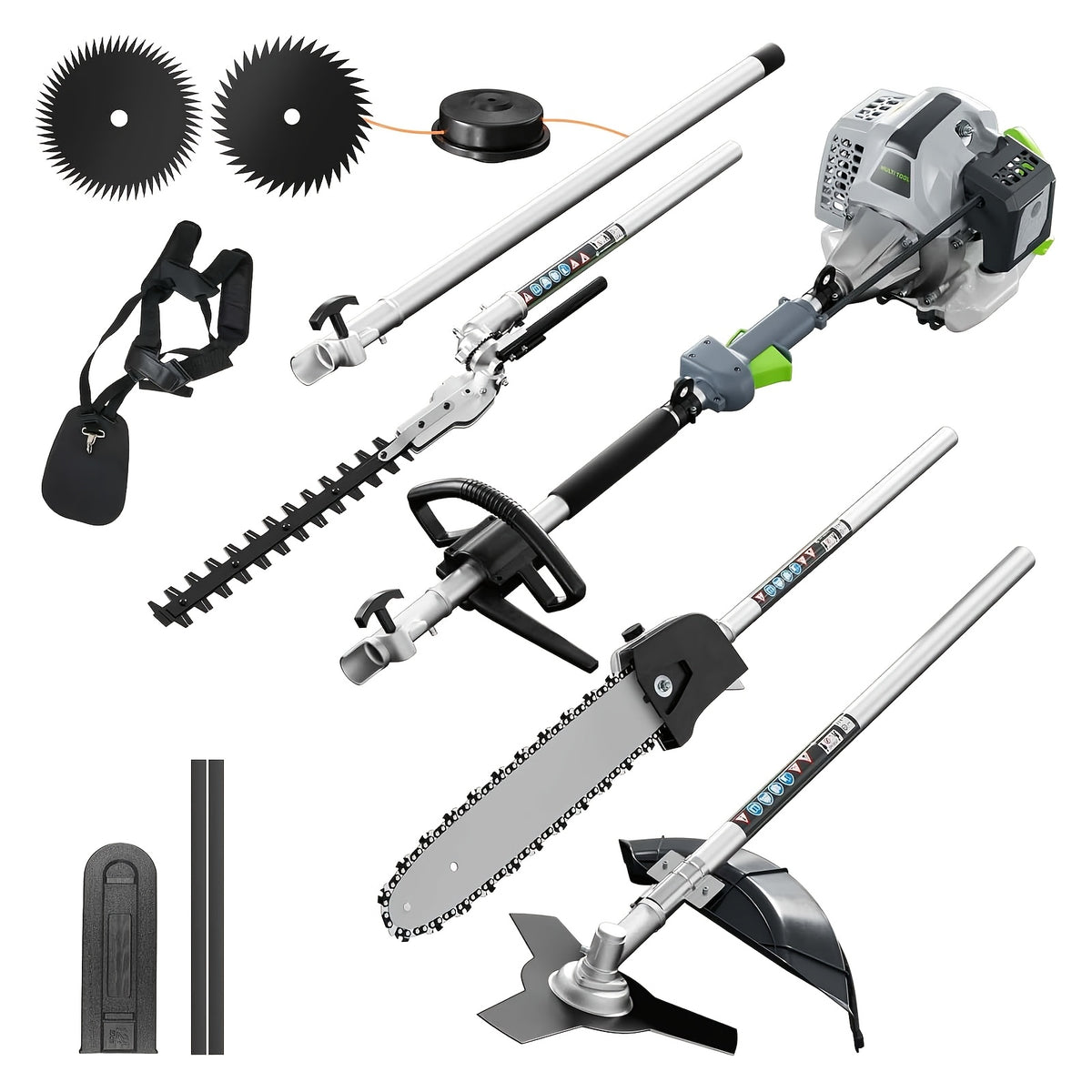52cc 6-in-1 Gas Powered Weed Eater with Hedge Trimmer & Pole Saw - Multi-Attachment Brush Cutter, 2-Stroke Lightweight Trimming Machine for Yard Maintenance