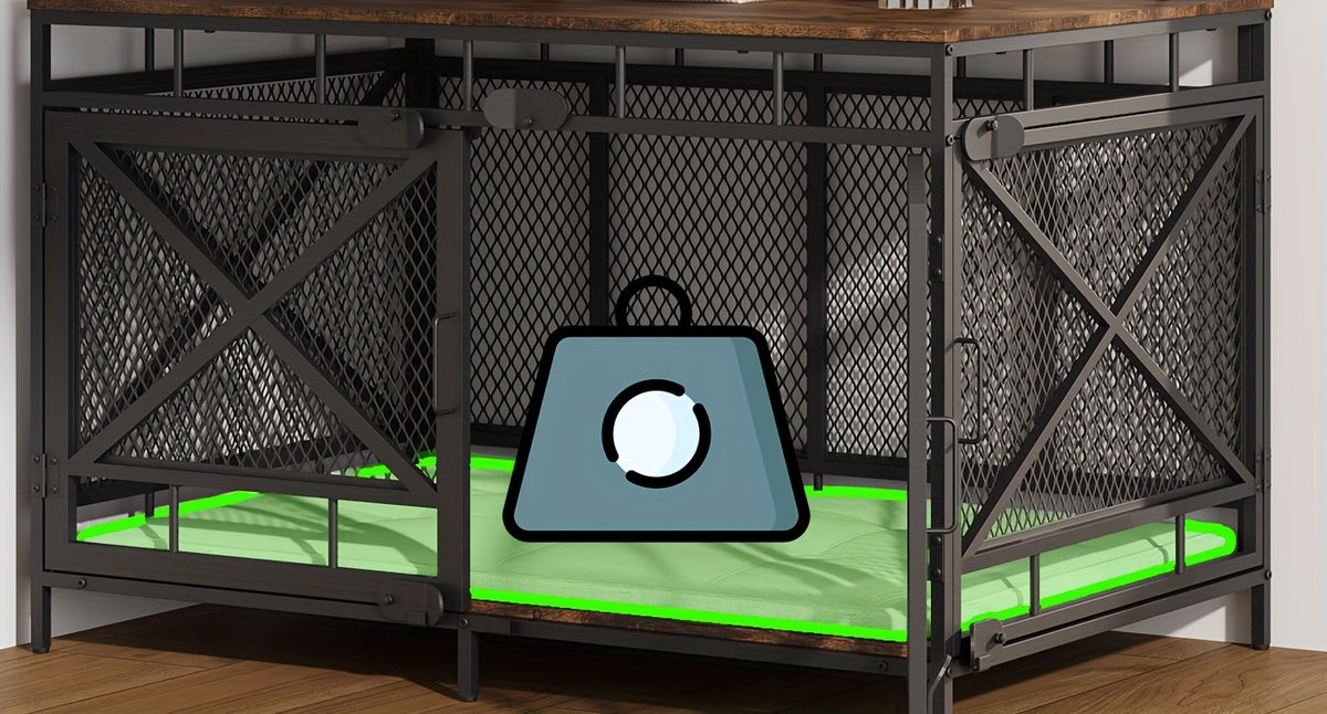 Dog Crate Furniture, Dog Kennel for Small Medium Large Breed, Heavy Duty 43" Large Corner Dog Crate, Indoor Pet Cage with Side Door