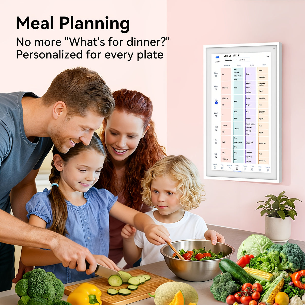 [Intelligent 1080P] TABWEE P15 Digital Calendar, 15.6 Inch Electronic Wall Calendar, Intelligent 1920 X 1080 FHD Touch Screen for Organising The Family Planner 2025, Digital Picture Frame(Includes Screws, A Dimension Inspection Card, And A Back Brace)