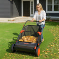 VEVOR Push Lawn Sweeper, 26 in Leaf & Grass Collector with 7 cu. ft. Hopper Bag, Adjustable Brush Height & Spinning Brushes, Heavy Duty Yard Sweeper with Rubber Wheels for Leaves Grass Cleanup