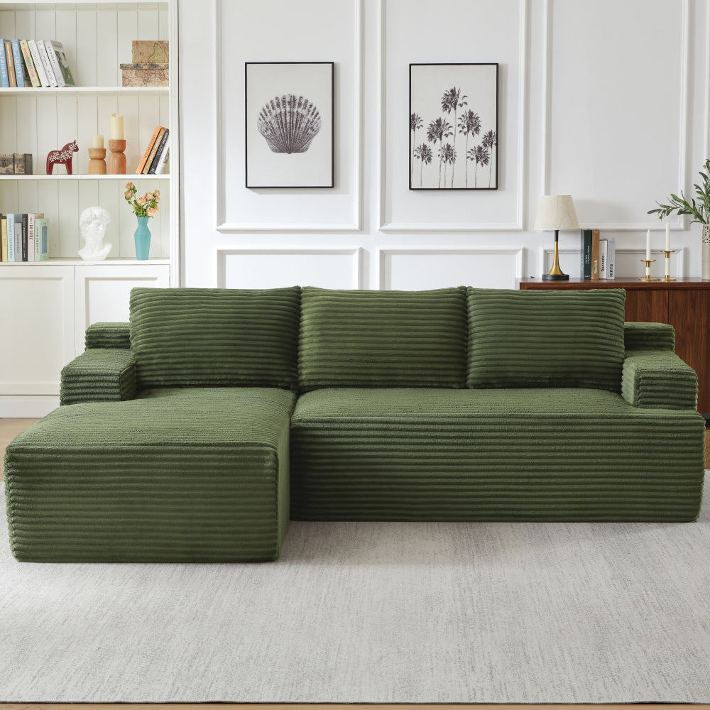 96.1"Cloud Sectional Boneless Couches For Living Room, Modular L Shaped Couch With Deep Seat Oversized Right Facing Chaise, Memory Foam Compressed Spineless 3 Seater Sofa For Apartment, Black | No Assembly Required, Deep Seat, Cat-Claw Resistant