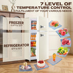 Retro Mini Fridge With Freezer 3.8 Cu. Ft, Small Refrigerator With 7 Level Adjustable Thermostat, Compact Classic Dual Door Fridge Removable Glass Shelves For Apartments, Dorm, Office