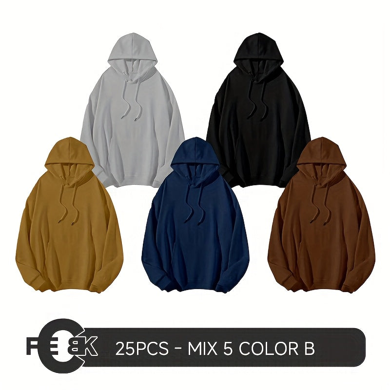 25pcs Pack Polyester Hoodie Sublimation Blank Shirts Mix Size, Mix Bright Colors, Mix Deep Colors, Blank Sublimation Hoodie Pakcs Suit For Heat Tranfer Printing & Crafting