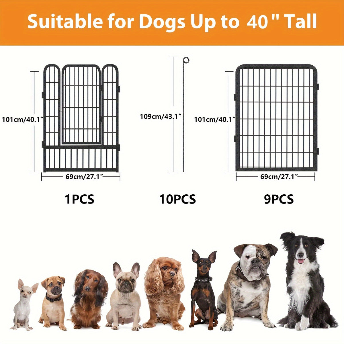 24/20/14/10 Panels Dog Playpen Outdoor, Indoor Pen for Large/Medium/Small Dogs Animals Heavy Duty Pet Exercise Pen for Puppy/Rabbit Portable Dog Fence for RV Camping Garden Yard
