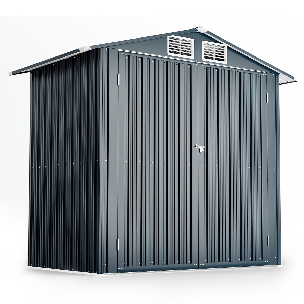6x4ft Outdoor Storage Shed, Anti-Corrosion Tool Shed with Sloping Roof, Metal Garden Shed with Lockable Door, for Backyard Patio Lawn Poolside