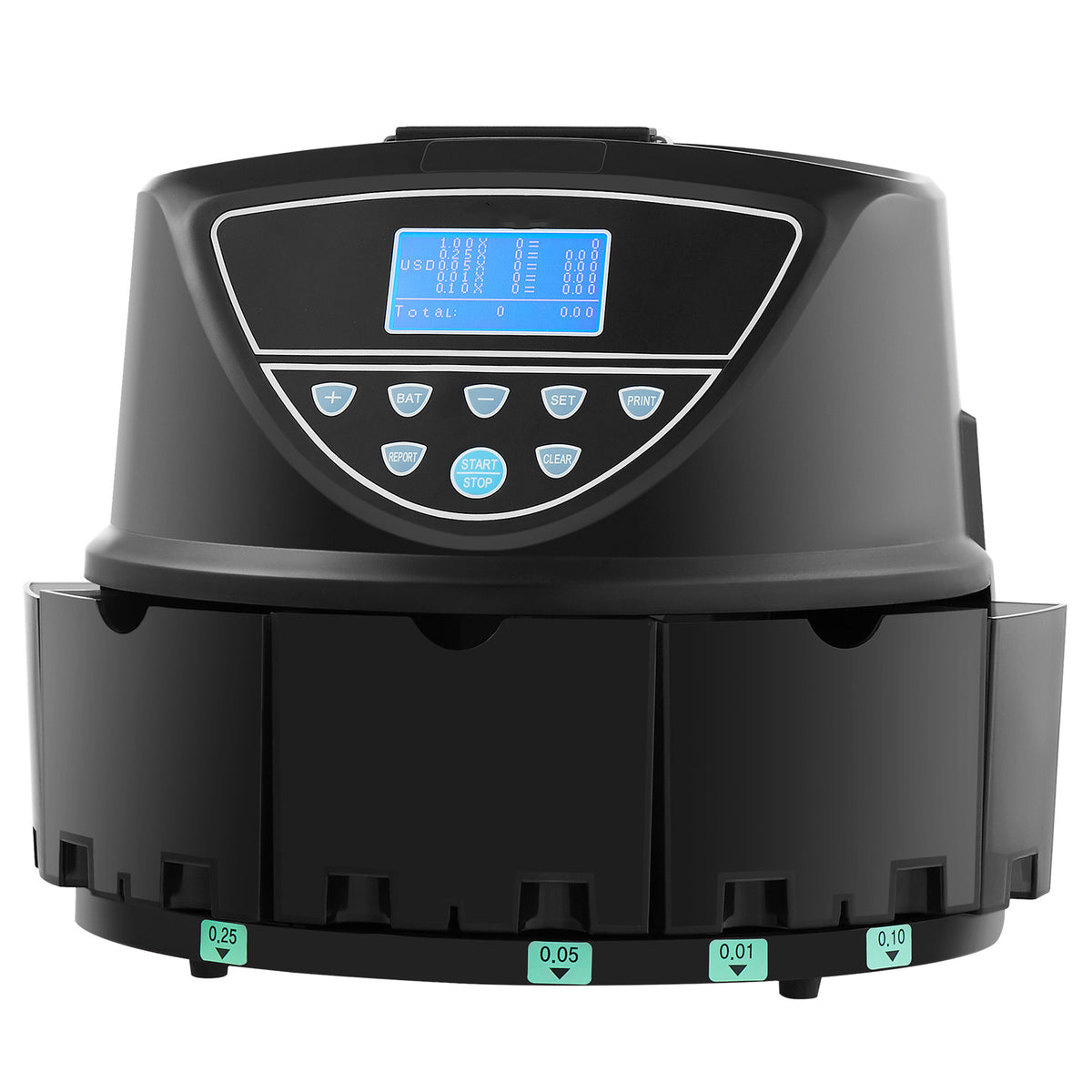 VEVOR Upgraded Coin Counter & Sorter, Coin Sorter and Wrapper Machine with Intuitive Display, Change Counter for USD Coins 1￠ 5￠ 10￠ 25￠ $1, Sorts up to 300 Coins/Min, with 5 Coin Tubes and 5 Trays