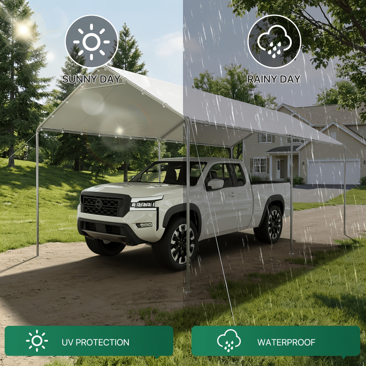 [UV Protection] UMORLYRAE 10'X20'/10'X15' Heavy Duty Carport, Outdoor Party Tent with Galvanized Steel Frame And Car Canopy, Includes Anchor Kit And 3 Reinforced Steel Cables for Maximum Wind Resistance, UV Protection, Ideal for Vehicle, Event, Or RV Shel