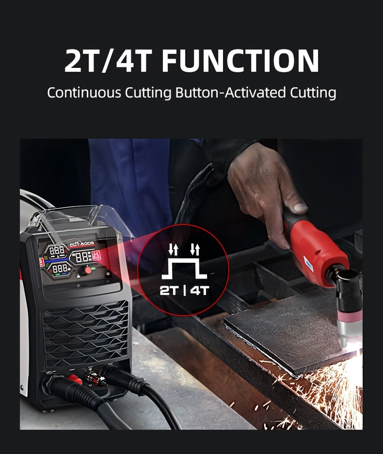 Plasma Cutting Machine 50APM Unguided Arc Plasma Cutting Machine Air Cutting Machine 110/220V Dual Voltage with DC Inverter IGBT, 1/2 Inch Clean Cutting, 3/4 Inch Extreme Cutting, Clearer LCD Display, High-Frequency Non-Contact Metal Cutting Machine
