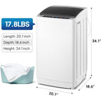 17.8/25 pounds (approximately 8 kilograms) portable washing machine, fully automatic washing machine, equipped with stainless steel tub and drainage pump - 110-volt compact washing machine, suitable for apartments, dormitories, campers, camping, small hou