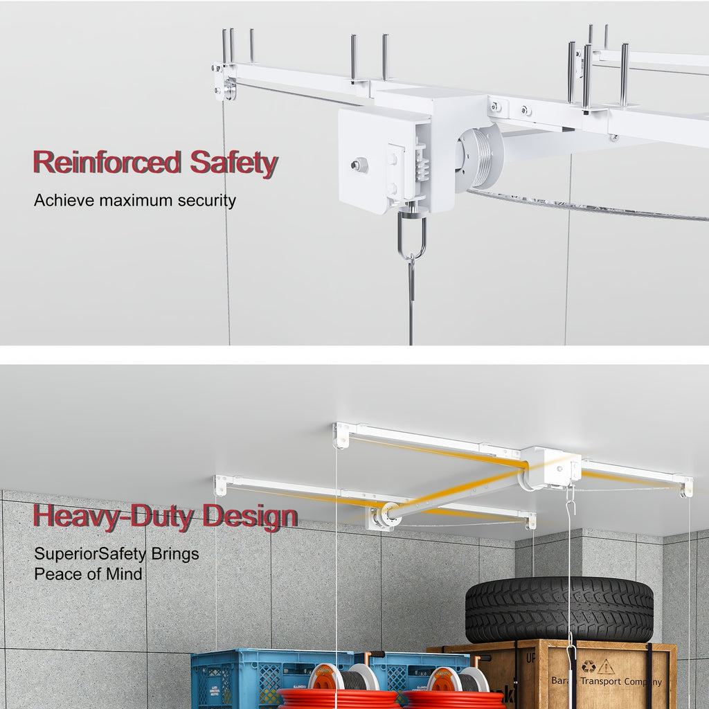 Heavy-Duty Overhead Garage Storage Rack Compatible for High Ceilings 10-12ft, 3x6ft All-Steel Shelving Unit with Safety Lock (Installation Required) - 270 Capacity Per Panel, Carbon Steel Construction for Attic, Workshop, Garage - Space-Saving