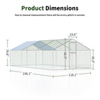 Walk-In Chicken Run with Feeding Port and UV-Resistant Cover, Galvanized Outdoor Poultry Enclosure