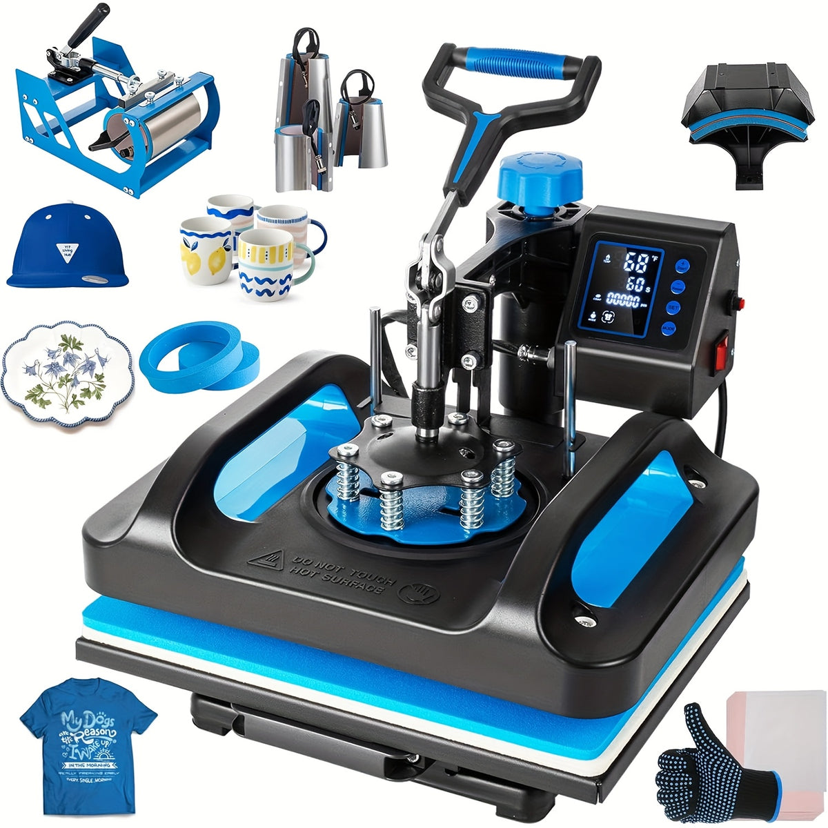 Hot Press Machine, 8-In-1 Hot Press Machine, 15 X 15 Inch Sublimation T-Shirt Press, 360-Degree Swing Hot Transfer Machine Multifunctional Combination for T-Shirts, Cups, And Hats