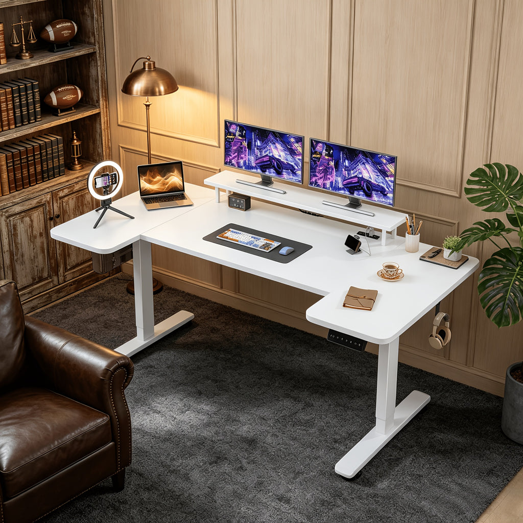 71 X 36 Standing Desk Electric Adjustable Height Desks, Home Office Desks with Cable Management, Monitor Stand, 2 Hooks, 5 Power Outlets, 3 Memory Adjustable Height Computer Desk