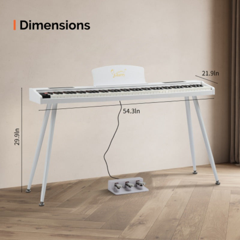 88 - Key Semi - Weighted Keyboard Digital Piano with Embedded Stand, White - GPP - 28.79/ 26.42gal