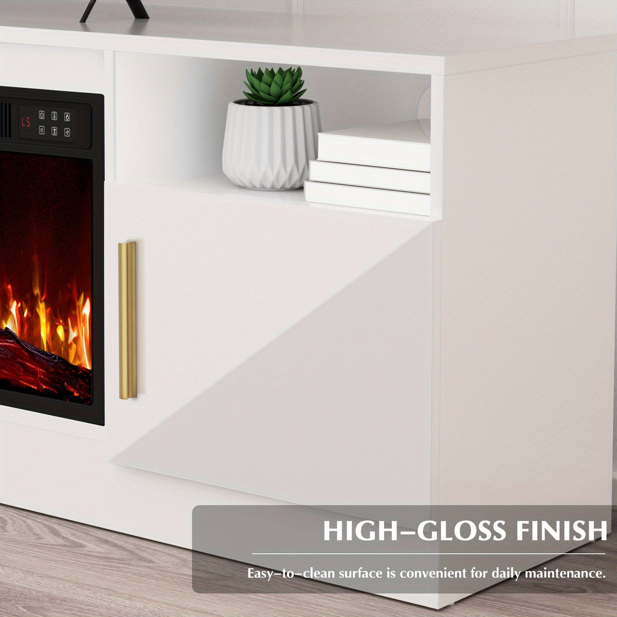 70" Fireplace Tv Stand with 36 Inch Fireplace Up to 80" Tvs, LED Light Entertainment Center And Storage, 70"Modern Wood Media TV Console with Highlight Cabinet for Living Room