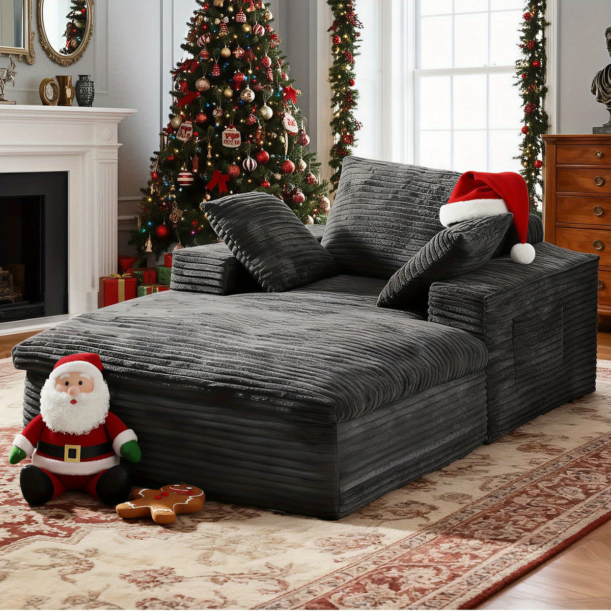 KeepCharm30/68"Recliner Oversized Chaise Lounge Indoor, Additional Cloud-like Cushion No Installation & Easy to Transport Sofa Bed Corduroy Sofa Recliner Chai for Living Room