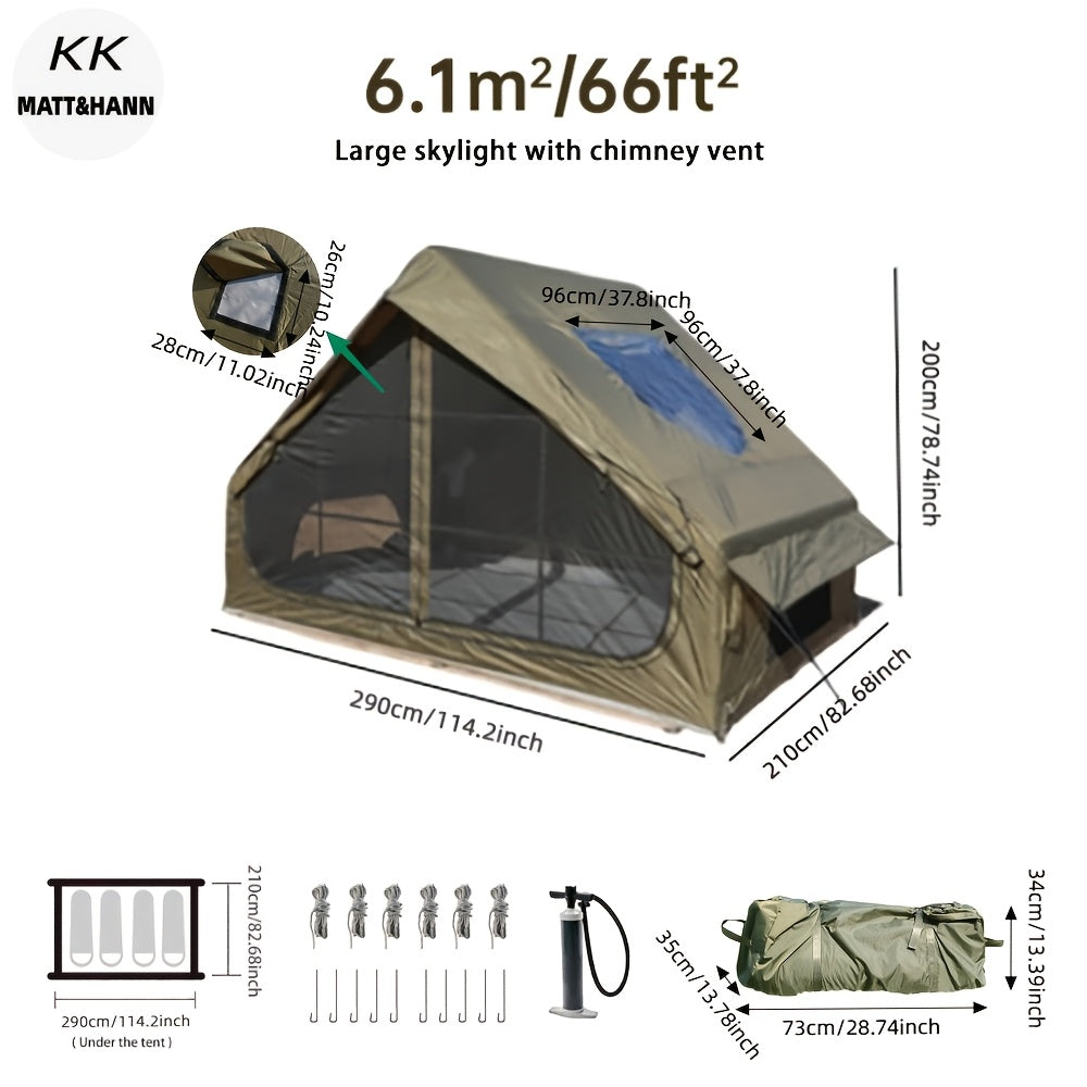 Spacious Luxury Quick-Setup Inflatable Lightweight Glamping Tent, High-Quality High Quality; All-Weather and All-Season Use, Specifically Designed for Sophisticated Camping Enthusiasts, Suitable for Family and Friends' Camping Trips