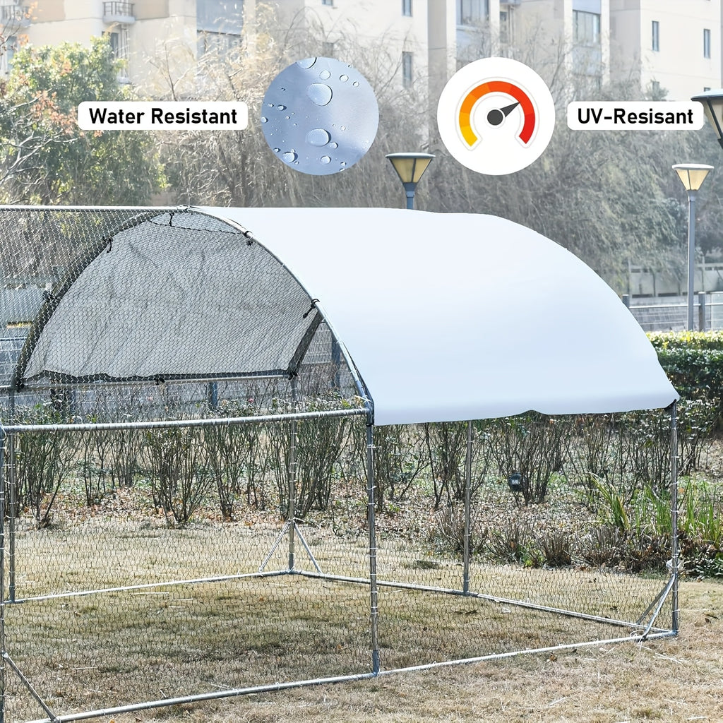 [Chicken Coop with Run] Large Chicken Coop with Run Walk-In Poultry Cage Chicken Runs House Pen Cage Dome Roofed Chicken Coops with Cover for Outdoor Backyard Farm Use, Raising Small Animals, Dome Roof