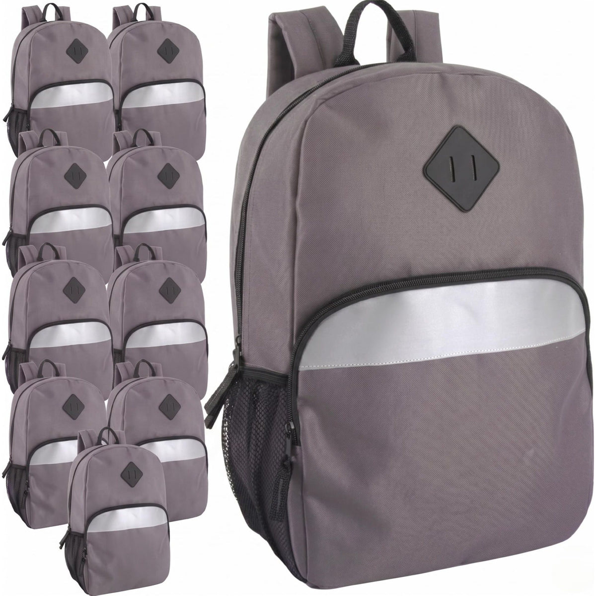 Trailmaker (24 Pack) 17" Backpack – Reflective School Backpack with Padded Straps, Water Bottle Pockets for Kids & Adults, School Travel Camp