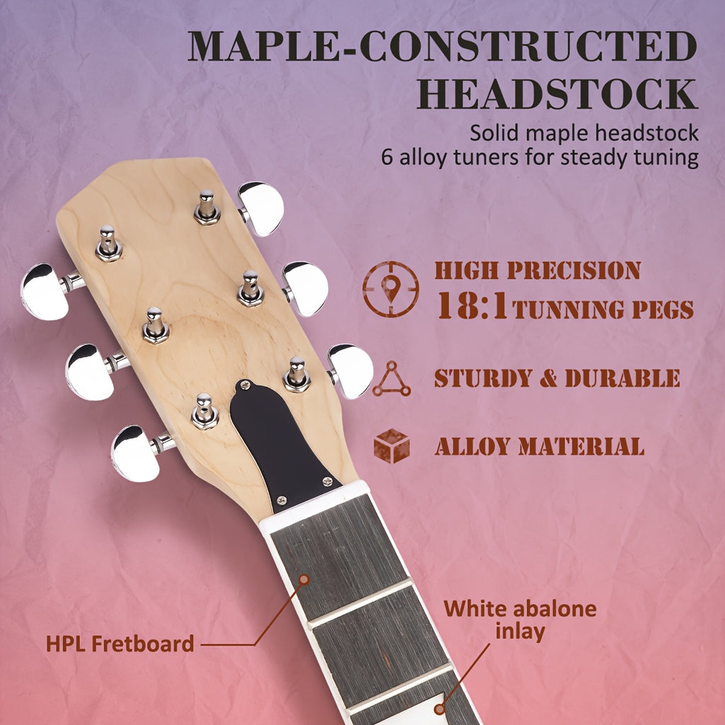 STRICH DIY Electric Guitar Kit, Mahogany Body with Maple Neck, HH Pickups Pre-Drilled & Wired, Complete Hardware Pack, Build-Your-Own in One Box
