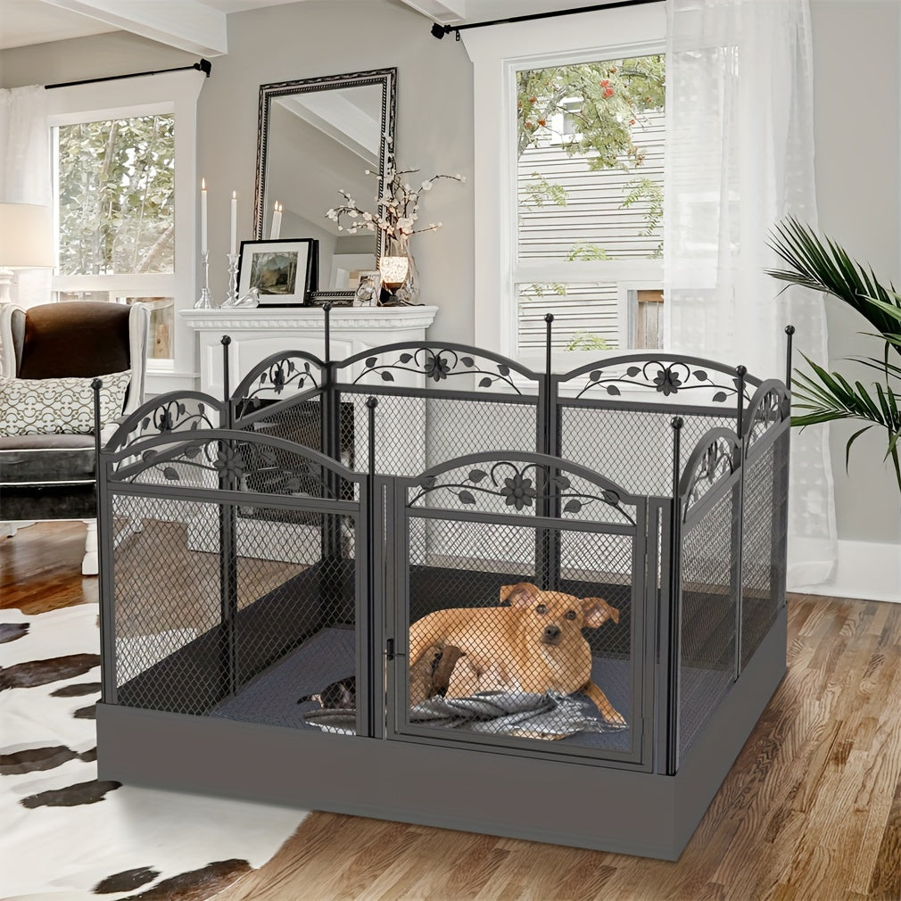 Large Dog Pet Playpen Cage Heavy Duty Metal Enclosure Fence with Waterproof Pad