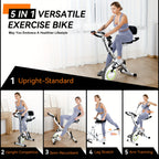Foldable Exercise Bike Stationary Bikes for Home, 5in 1 Indoor Workout Bike, Cycling Bike with 16-Level Quiet Magnetic Resistance, 6.6 LBS Flywheel and 300LBS Capacity, 2025 Designed 817 X-bike
