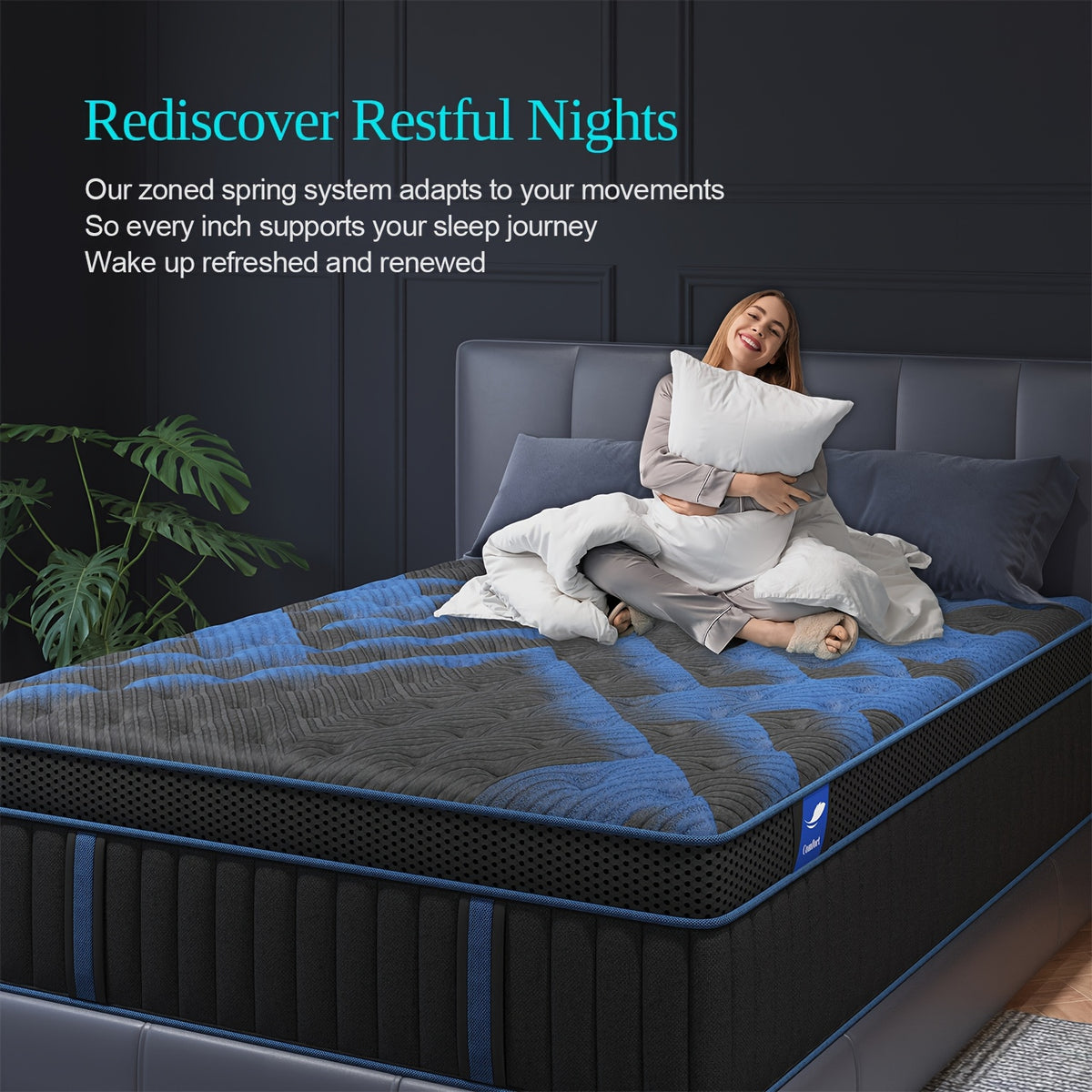 12/14 Inch Gel Memory Foam Mattress Hybrid Pocket Spring Twin Full Queen King Bed Mattress In A Box, Euro Top Medium Firm for Back & Lumbar Support, Individual Pocket Spring Bed for Motion Isolation & Fiberglass Free
