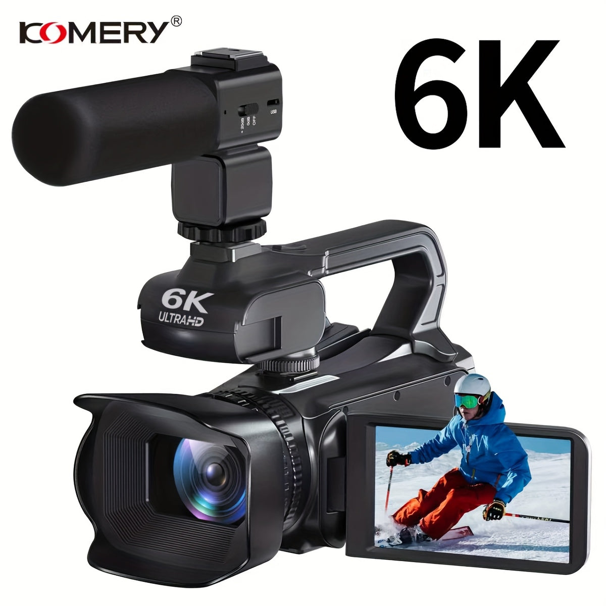 [WiFi | 6K] 64MP 18X Digital Zoom Night Vision Handheld Digital Camcorder with Handheld Stabilizer Mount/Cover, Vlogging 4.0-inch 270-degree Rotating IPS Touchscreen with 2.4G Remote Control, Microphone, 64GB Memory Card, and Lens Hood. The Perfect