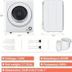 [Portable Dryer For Apartments] Compact Dryer 1.5/1.8/2.65 Cu. Ft. Portable Clothes Dryers With Exhaust Duct With Stainless Steel Liner Four Function Small Dryer Machine, Suitable For Apartments, Dorm, RVs, White