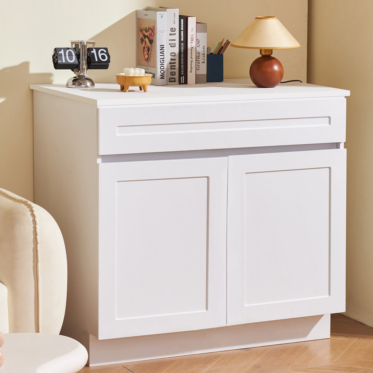 VEVOR Shaker Base Cabinet 30" W x 24" D x 34.5" H/ 36" W x 24" D x 34.5" H Ready to Assemble Cabinet White