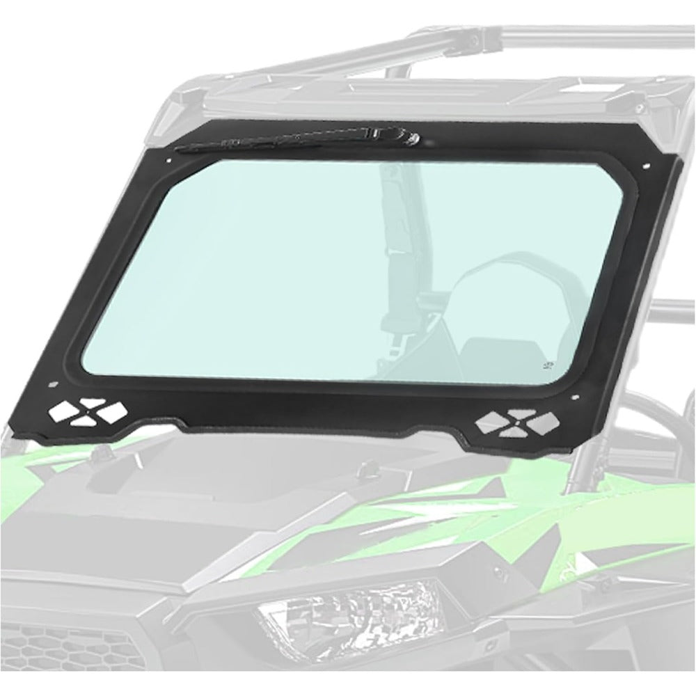 Full Glass Windshield for 2014-2018 Polaris RZR Models with Wiper and Black Aluminum Frame
