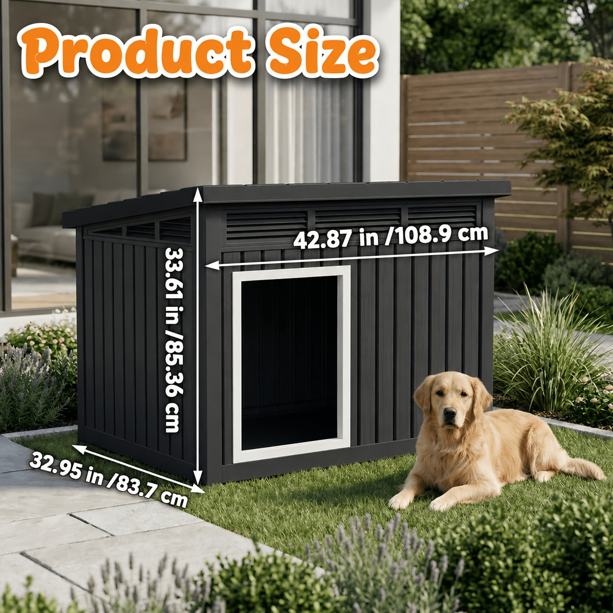 [Christmas, Thanksgiving] Spacious Slanted Roof Dog House, Waterproof, UV-Proof & Ventilated, Perfect For Large Dogs & Multi-Animal Use, Suitable For Indoor And Outdoor, Creating A Spacious And Comfortable Home For Pets. Decoration Of Christmas, Thanksgiv