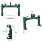 3-Pt Quick Hitch Adapter Category 1 & 2 Tractor, 3000 lb Lift, Adjustable Steel Bolt, Green Powder Coated (OEM Replacement)