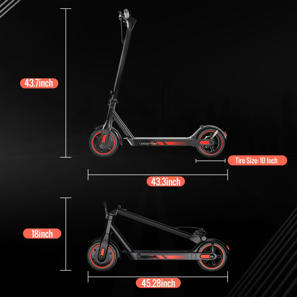 V10 Electric Scooter, 500W Foldable E-Scooter with 10" Tires, 36V Electric Scooter, 28 Miles Long Range, Portable And Compact Design for Adults US Stock