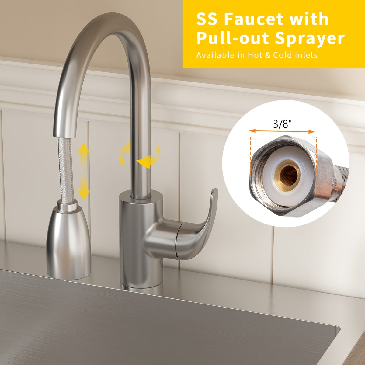 Bonnlo Heavy-Duty Laundry Sink with Pull-Out Sprayer Faucet - Stainless Steel Utility Sink, Space-Saving Cabinet, for Laundry Room, Kitchen, Bathroom, Basement - Easy-Clean Design, Compact Storage Space, Modern Aesthetic, Durable Construction, Kitchen Pre