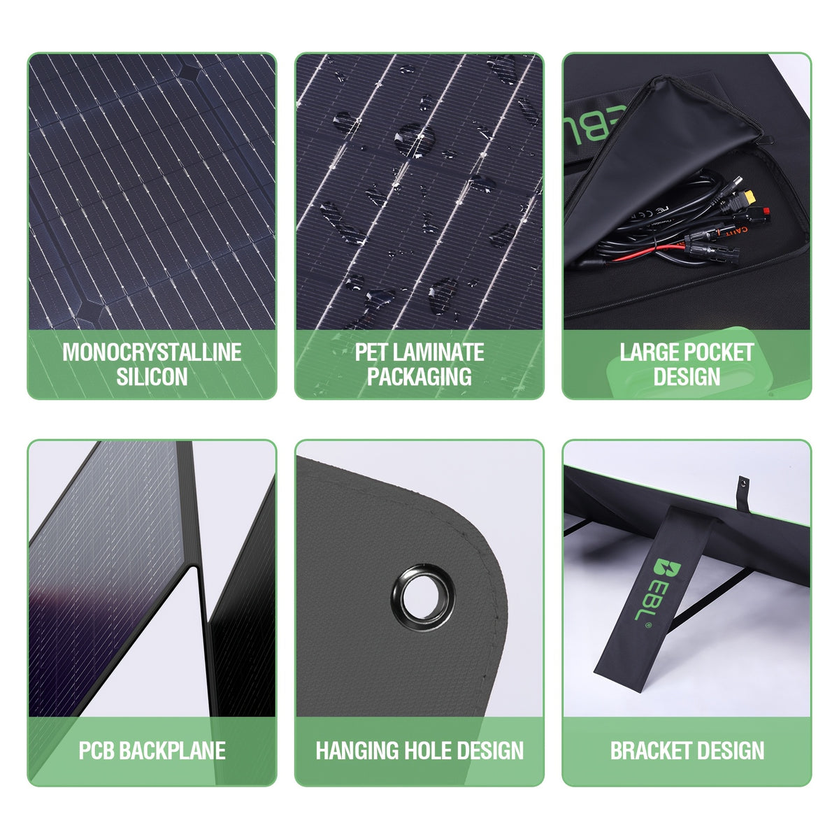200 Watt Portable Solar Panel Compatible for Power Station - Foldable Solar Panel with MC4 Cable, High-Efficiency Single-Crystalline PV Cells, 4 Kickstands & Lightweight for RV, Camping, Off-Grid Power Generation